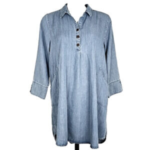 NWT Shannon Passero Rory Pullover Tunic Top Dress Collared Denim  Blue Sz Small